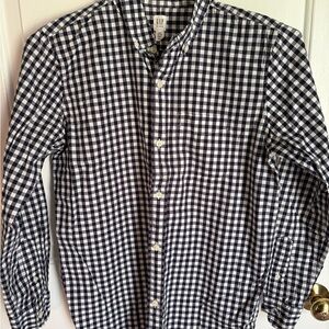 GAP Navy and White Casual Gingham Shirt